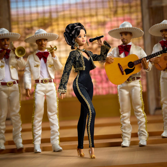 Barbie Signature Juan Gabriel Collectible Doll in Chic Black And Gold Suit