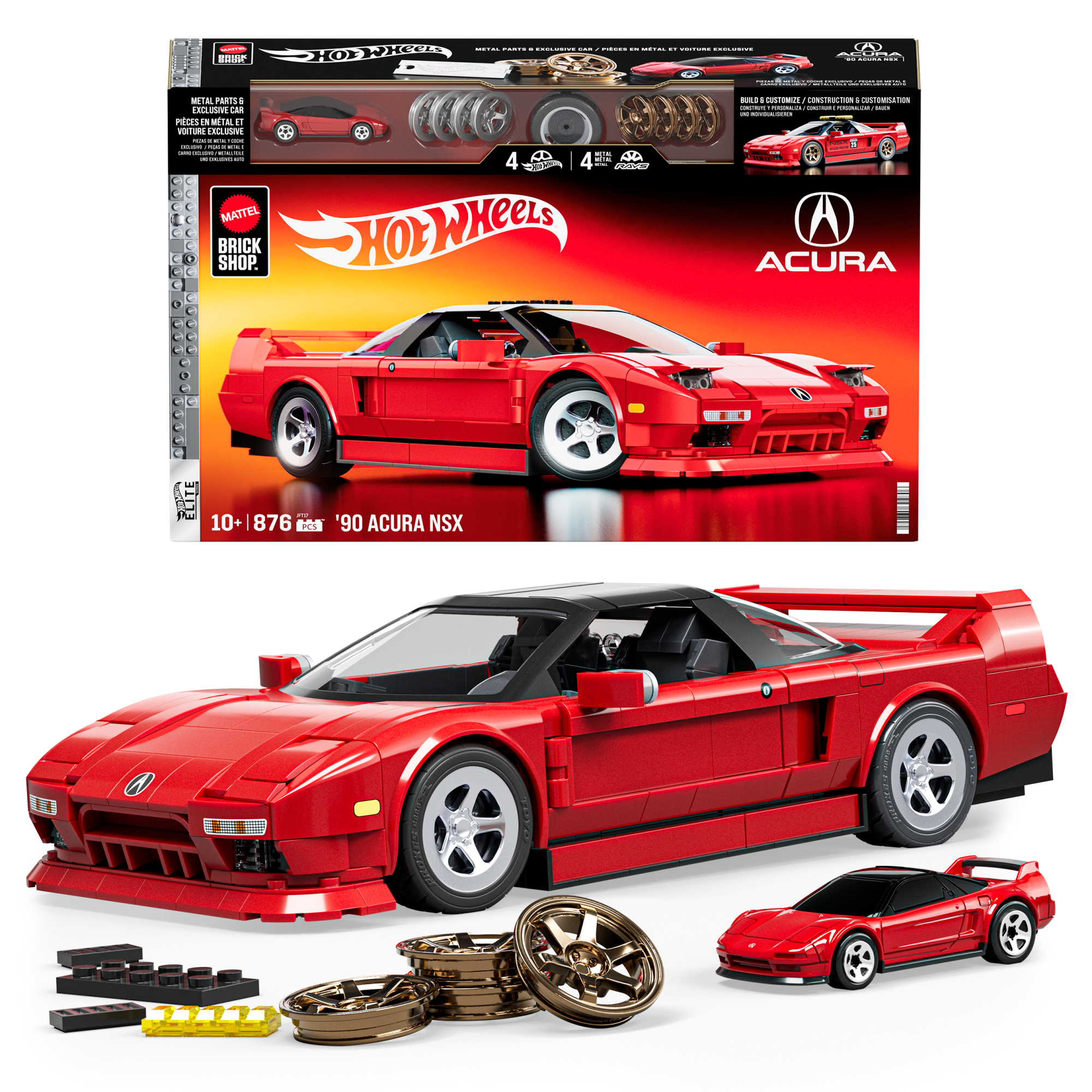 (Sold Out) Mattel Brick Shop Hot Wheels ’90 Acura Nsx Building Toy (876 Pieces), For Collectors