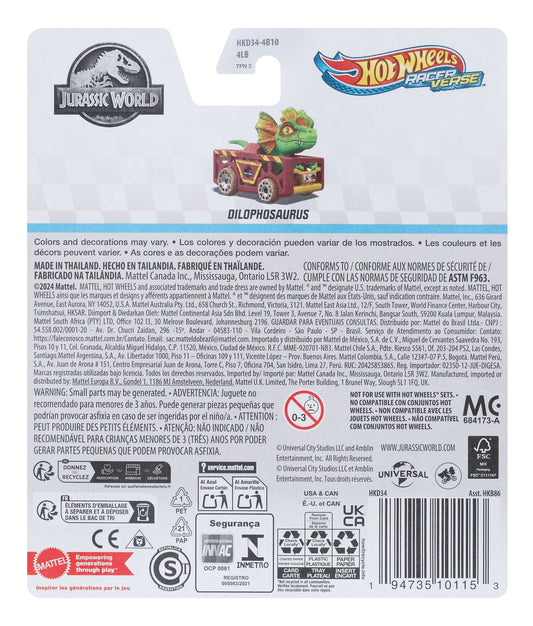 Hot Wheels RacerVerse Vehículo de Juguete Dilofosaurio
