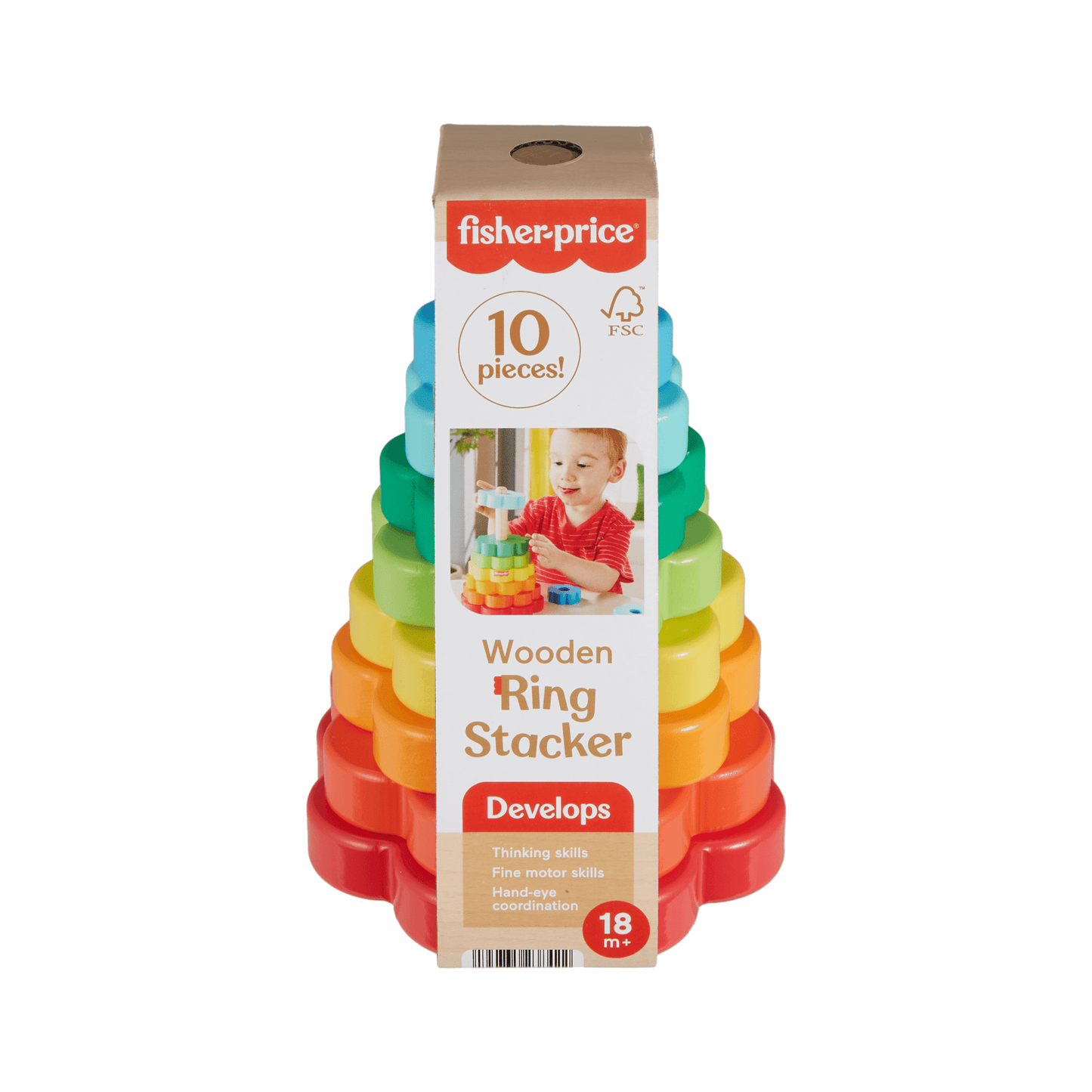 Fisher-Price Brinquedo para Bebês Anéis Empilháveis de Madeira